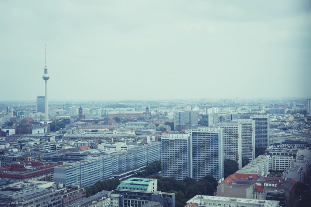 Berlin travel guide: the city skyline with the Fernsehturm TV tower rising above Mitte