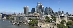 The City of London skyline and the Tower of London, viewed from Tower Bridge