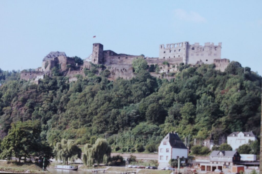 The ruins of Rheinfels Castle on the hillside above St. Goar on the Rhine
