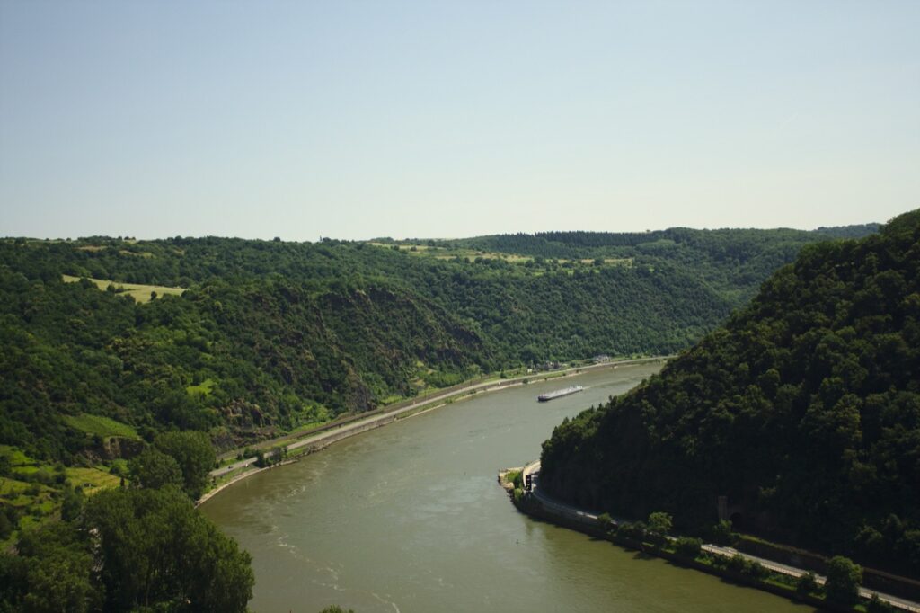 The Rhine gorge seen from the top of the Loreley rock near St. Goarshausen