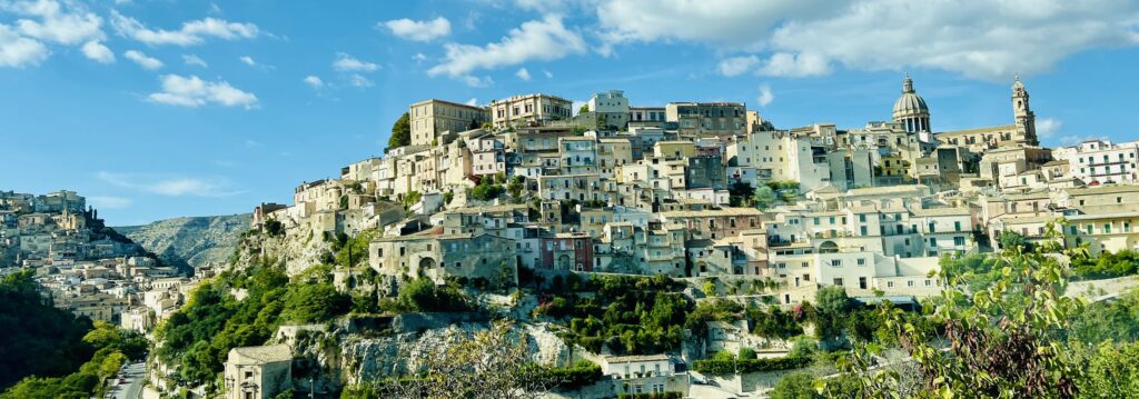 Panorama of Ragusa Ibla on its hilltop