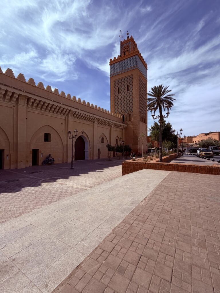 The minaret of the Kasbah Mosque, next to the Saadian Tombs in Marrakech
